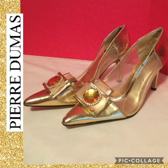 NEW Pierre Dumas church formal heels size 8M gold - Picture 1 of 8
